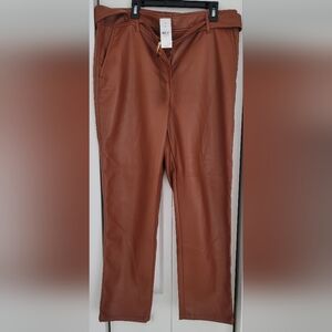 Loft Brown Faux Leather Pants Size 10 New